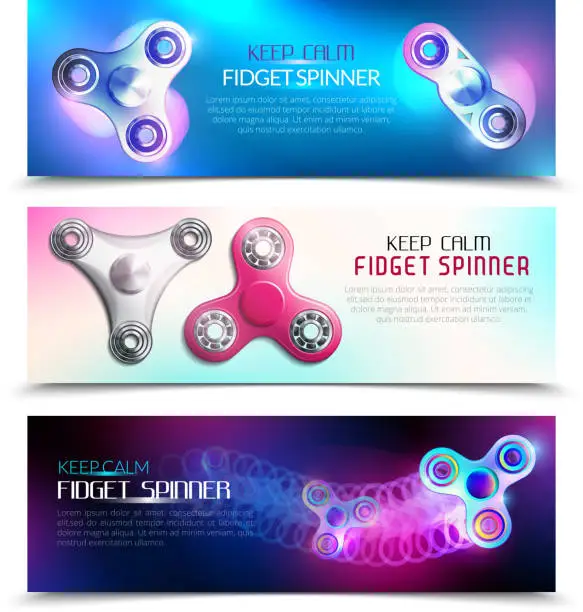 Vector illustration of hand spinner toys horizontal banners