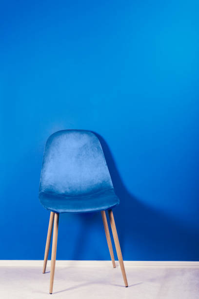 istock Modern Blue Velour Chair on wooden legs 1201196221