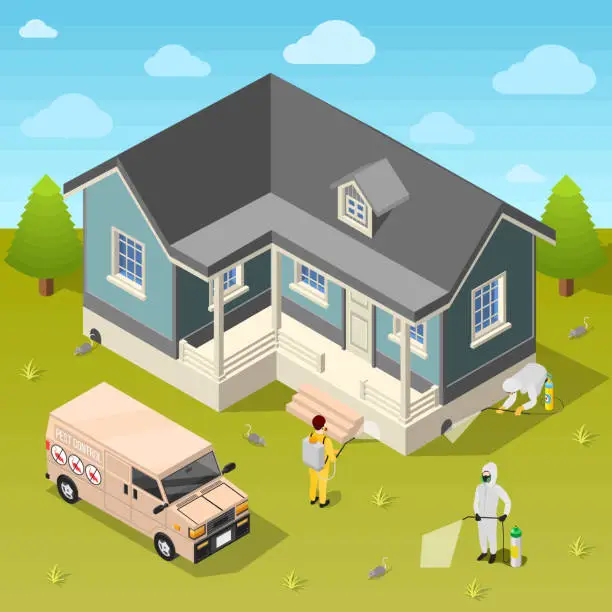 Vector illustration of pest control isometric background