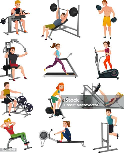 Exercise Equipment Gym Set Stock Illustration - Download Image Now -  Ellipse, Exercise Bike, Sports Track - iStock