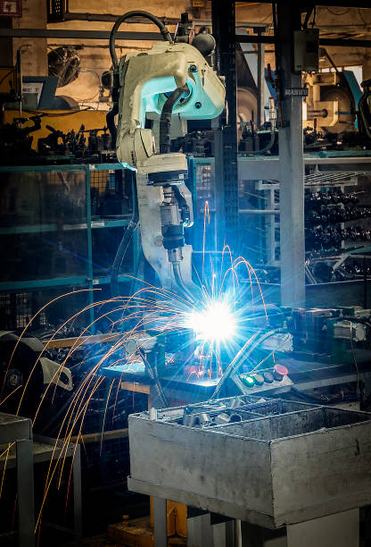 istock Robotic welding on industrial products 1201202901