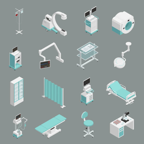 izometryczne ikony sprzętu medycznego - infuse stock illustrations