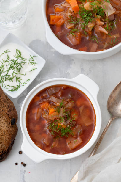 istock traditional russuan soup borsch in white bowl 1201205701