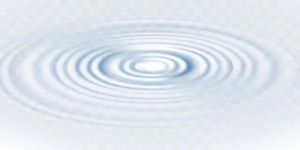 Vector illustration of Blue circle water ripple isolated on transparent background. Realistic vector illustration