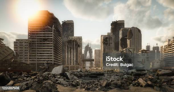 Destroyed Cityscape Stock Photo - Download Image Now - City, Apocalypse, Demolished