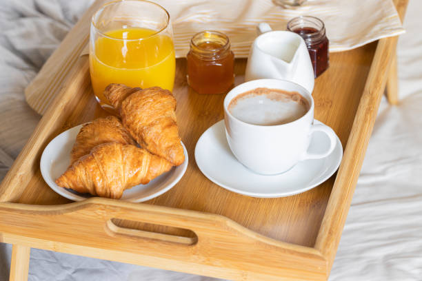 istock Breakfast on the bed. Good morning concept. 1201207931