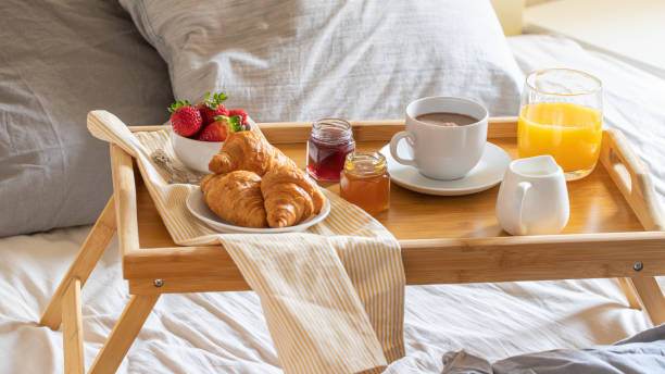 istock Breakfast on the bed. Good morning concept. 1201207954