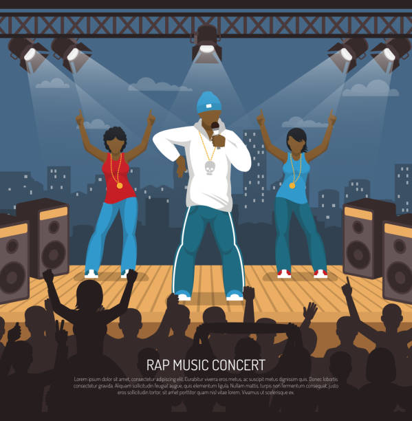 ilustrações de stock, clip art, desenhos animados e ícones de rap music illustration - microphone stage music popular music concert