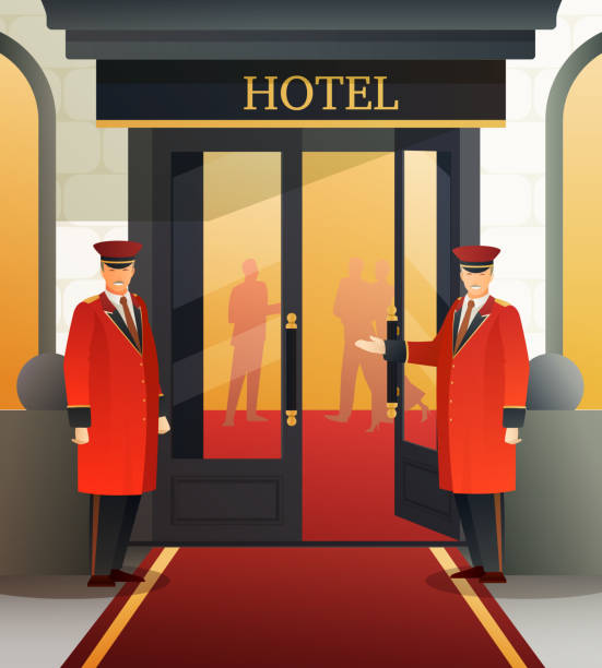 hotelpersonal gradient flache menschen zusammensetzung - bouncer stock-grafiken, -clipart, -cartoons und -symbole