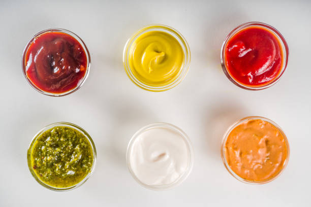 istock Set bowls of various dip and sauces 1201211244