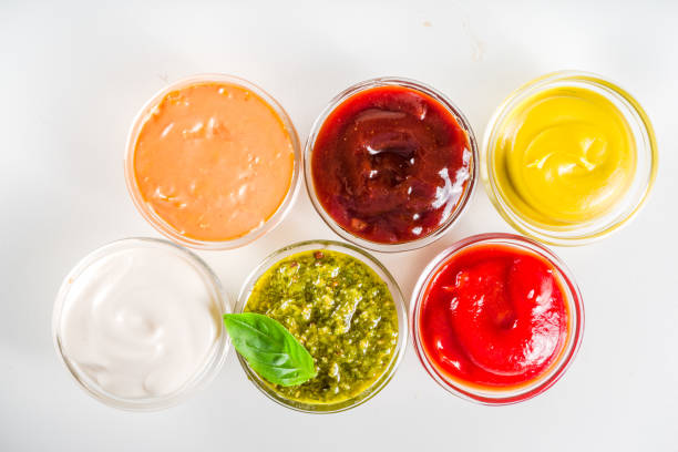 istock Set bowls of various dip and sauces 1201213029