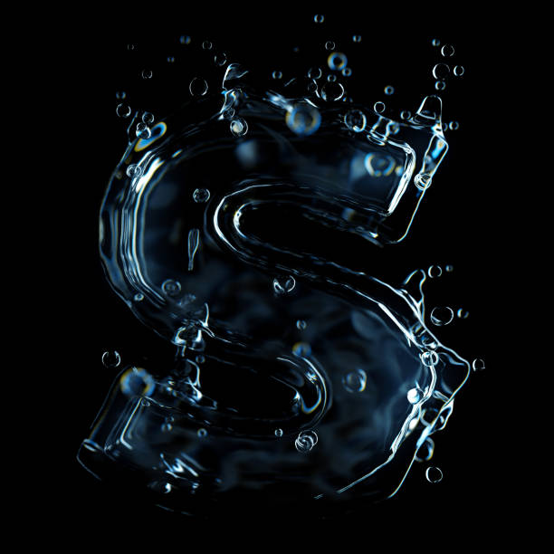 Letter S Water Splash Isolated On Black Background Stock Photo - Download  Image Now - Black Color, Liquid, Black Background - iStock