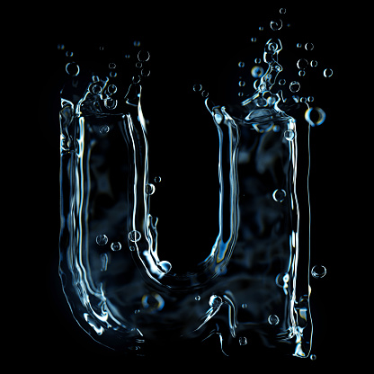 Letter U Water Splash Isolated On Black Background Stock Photo - Download  Image Now - Alphabet, Capital Letter, Liquid - iStock