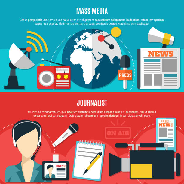 ilustrações, clipart, desenhos animados e ícones de mídia - newspaper community journalist television