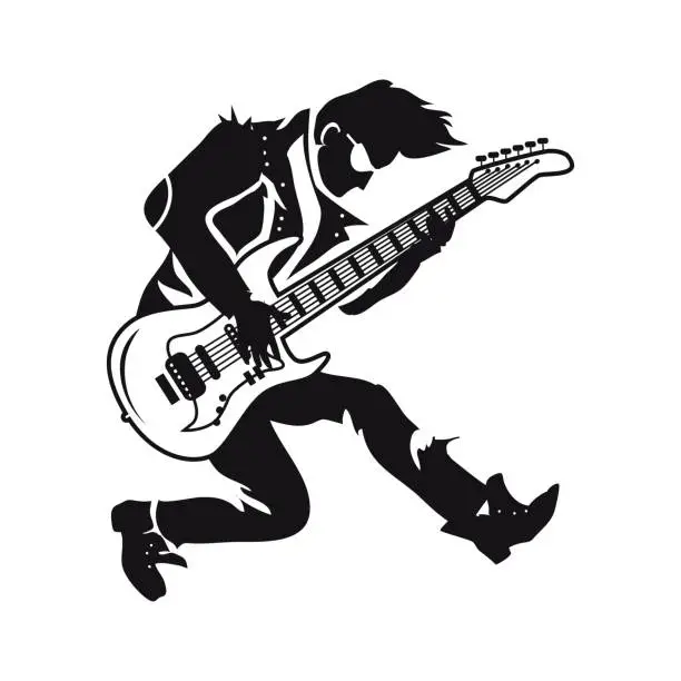 Vector illustration of Guitarist Playing Songs on Vector Illustration