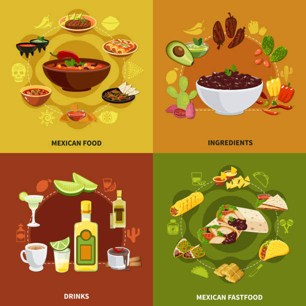 мексиканская еда - mexican cuisine illustrations stock illustrations