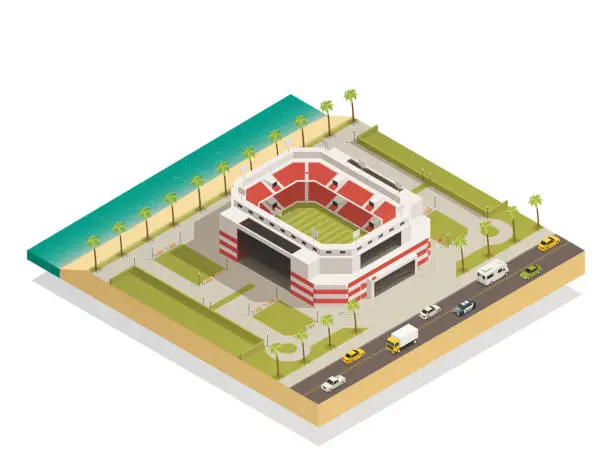 Vector illustration of stadium sport arena isometric composition