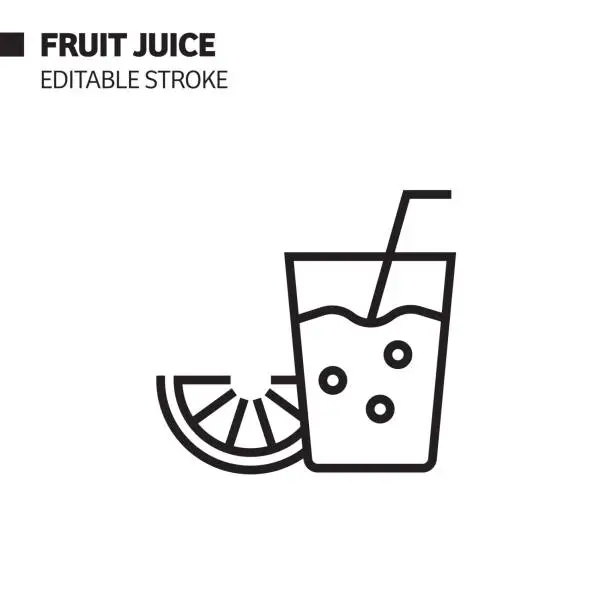 Vector illustration of Fruit Juice Line Icon, Outline Vector Symbol Illustration. Pixel Perfect, Editable Stroke.