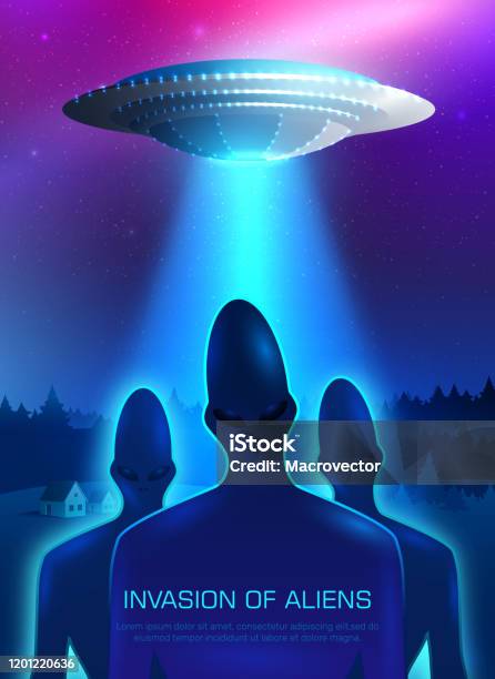 Alien Spaceship Illustration Stock Illustration - Download Image Now - Alien, Movie, Film Poster - iStock