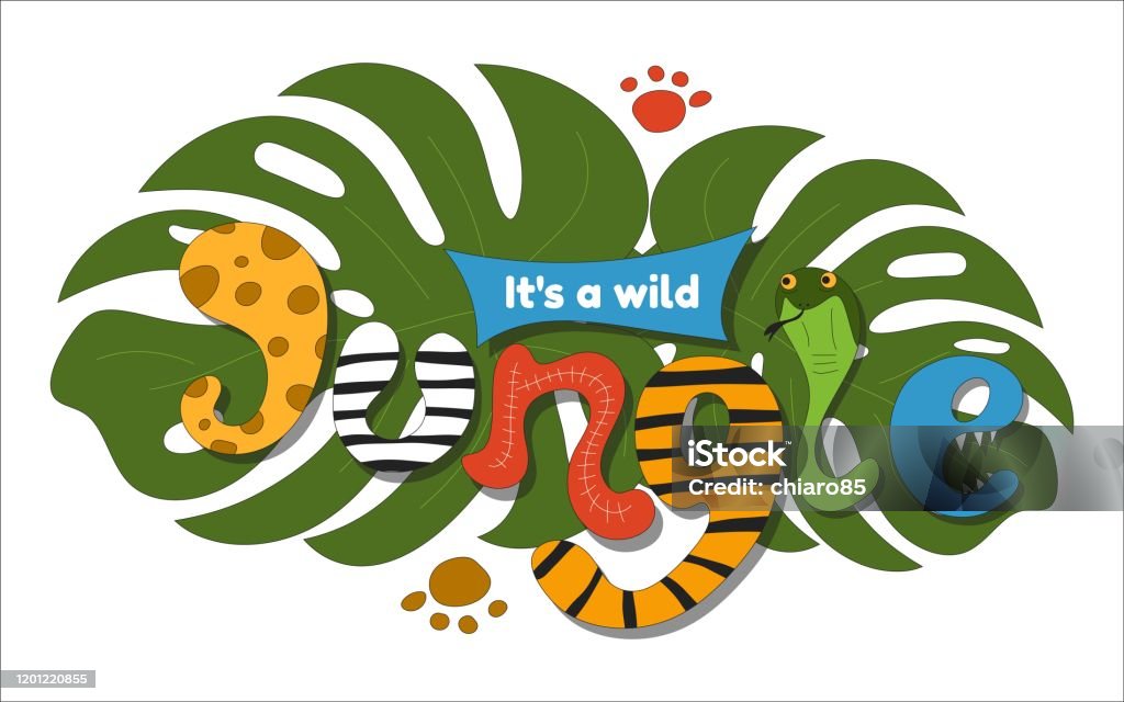 Vetores de É Uma Selva Escrita Em Inglês e mais imagens de Animal - Animal,  Floresta pluvial, Bebê - iStock