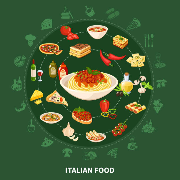 ilustraciones, imágenes clip art, dibujos animados e iconos de stock de comida italiana - minestrone