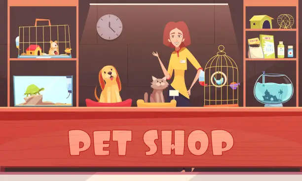 Vector illustration of pet shop illustration