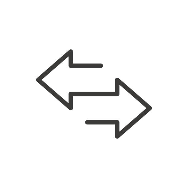 ilustraciones, imágenes clip art, dibujos animados e iconos de stock de flecha al icono de línea izquierda y derecha. aislado sobre fondo blanco. ilustración vectorial - frases de zurdos