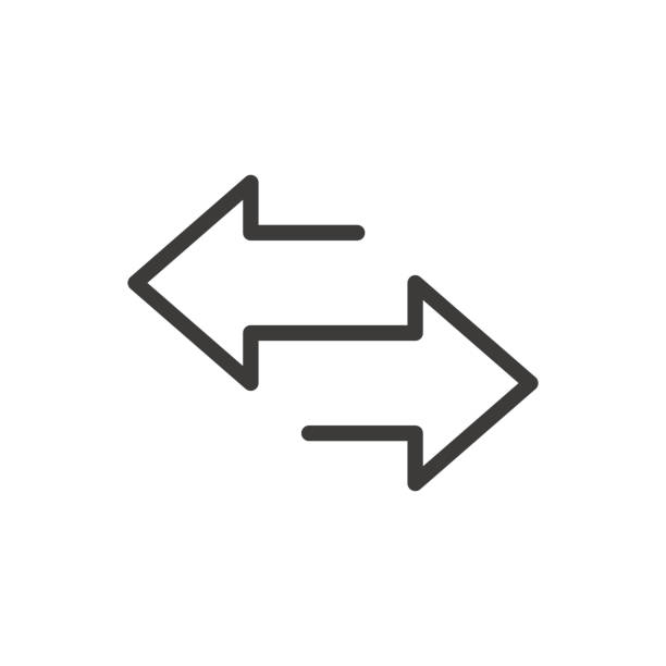 strzałka do lewej i prawej ikony linii. izolowane na białym tle. ilustracja wektorowa - sign symbol communication arrow sign stock illustrations