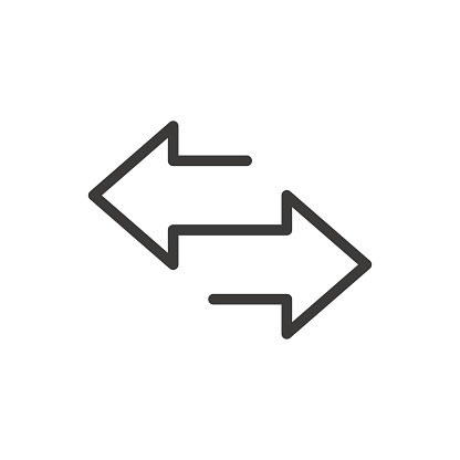 Arrow to left and right line icon. isolated on white background. Vector illustration