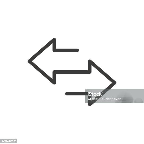 Arrow To Left And Right Line Icon Isolated On White Background Vector Illustration Stock Illustration - Download Image Now