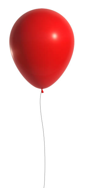 red balloon 3d rendering - baloon imagens e fotografias de stock