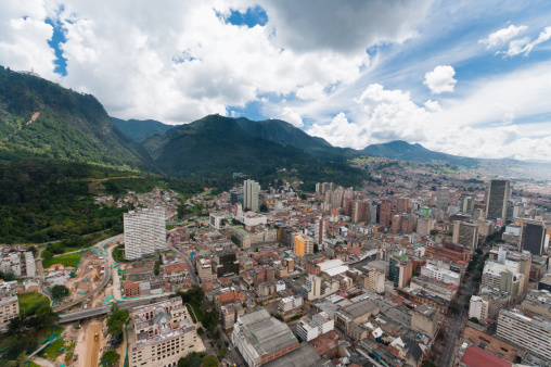 mountainous landscape with coffee and banana crops in Colombia