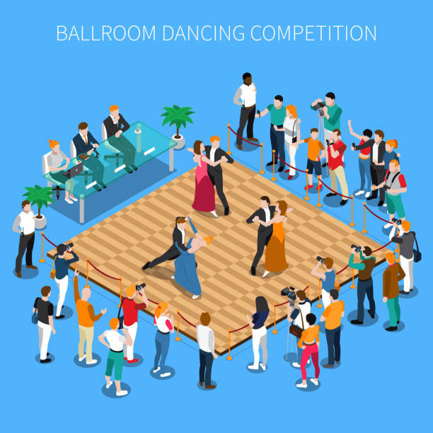 illustrations, cliparts, dessins animés et icônes de professionnel danseur moderne composition isométrique personnes - rallye photo
