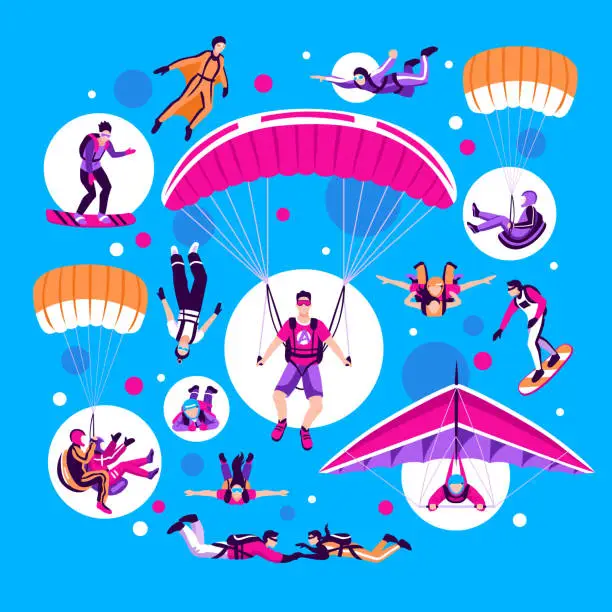 Vector illustration of skydiving