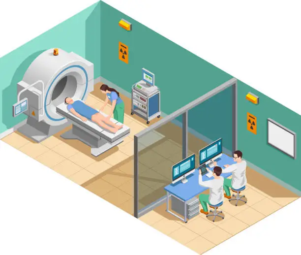 Vector illustration of hospital staff doctor patient isometric composition