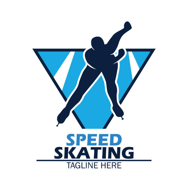 illustrations, cliparts, dessins animés et icônes de insigne de patinage de vitesse avec espace texte pour votre slogan / slogan. illustration vectorielle - ice hockey action ice skating ice skate