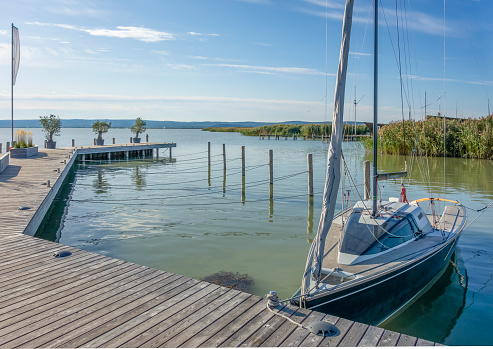Sunny waterside scenery around Neusiedl am See in Austria