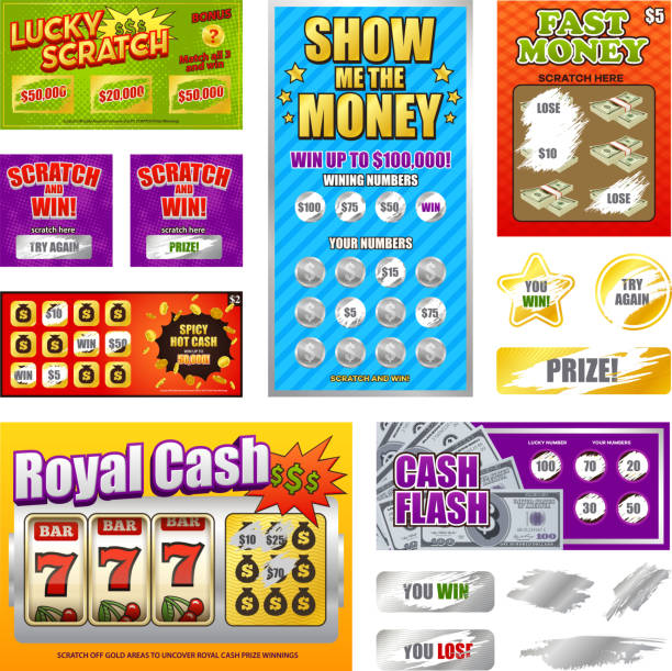 lottery effect scratch marks set Scratch lottery games realistic cards collection with lucky winning tickets and  looser marks revealed isolated vector illustration discover card stock illustrations