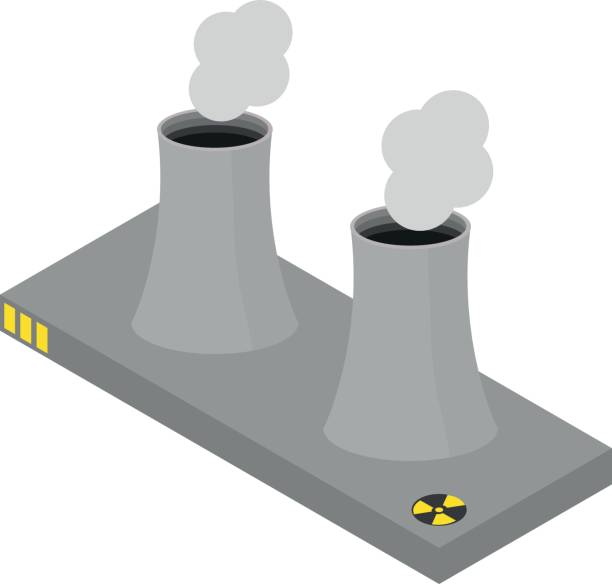 원자력 발전소 - nuclear power station construction uranium energy stock illustrations