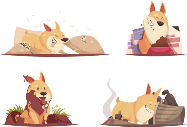 ilustrações de stock, clip art, desenhos animados e ícones de puppy design concept - desperdício alimentar