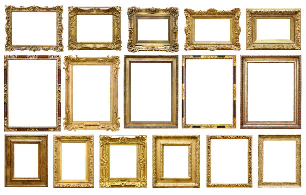 istock Set of Golden Vintage Frame isolated on white background (Clipping Path) 1201238068