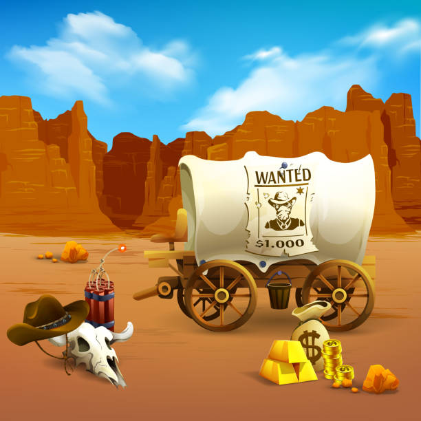 ilustrações de stock, clip art, desenhos animados e ícones de wild west - cowboy hat wild west hat wood