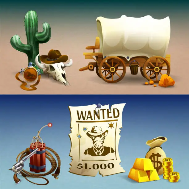 Vector illustration of wild west