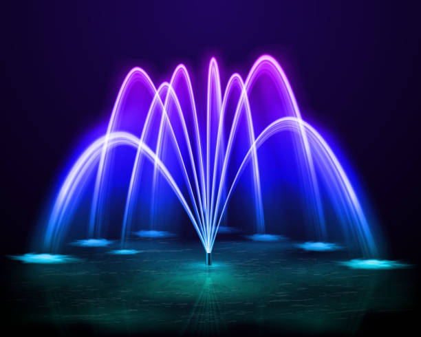 사실적인 분수 색상 - dancing fountains stock illustrations