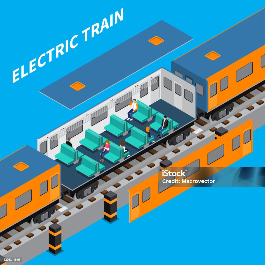 Train Vector Interior Train Interior Isometric Composition Stock Illustration - Download ...