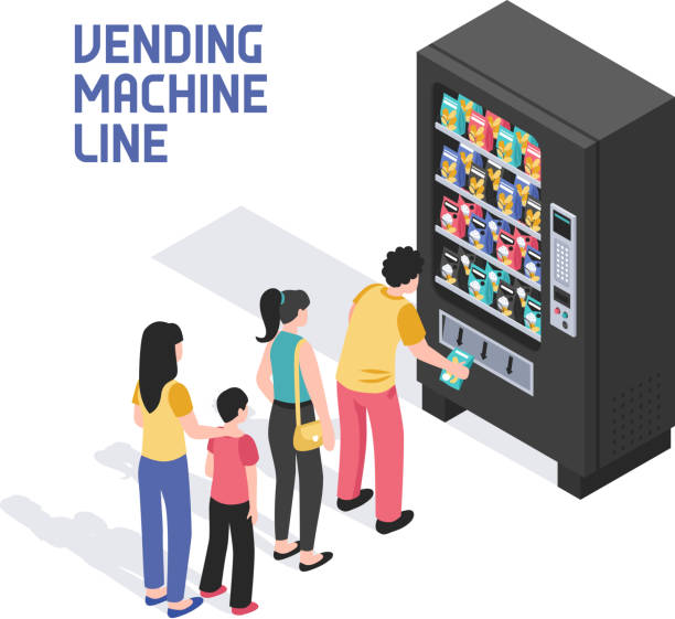 아이소메트릭 자동 판매기 일러스트 - vending machine machine selling soda stock illustrations