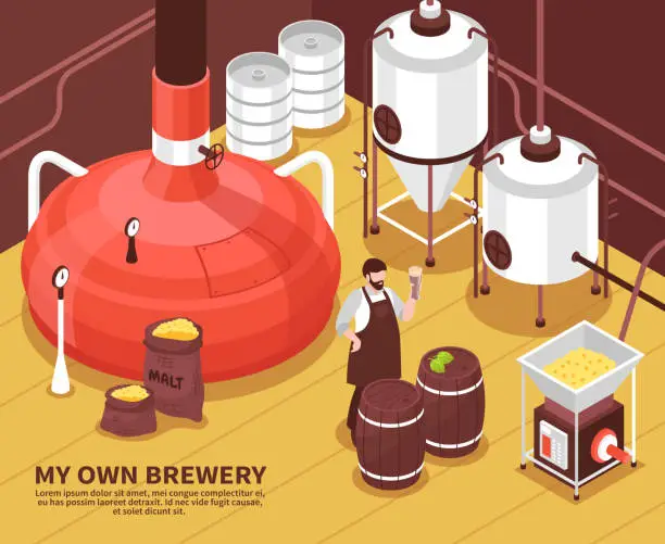 Vector illustration of isometric brewery