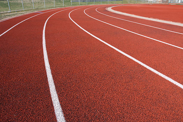 istock Curve of a Red Running Track 120124363