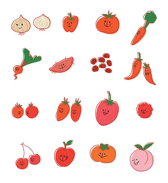 Vector illustration of Red vegetable and fruit