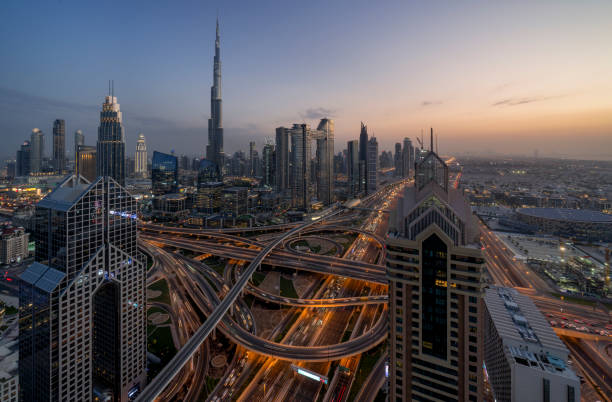 istock Dubai, UAE cityscape at night with lights overlooking the Burj Khalifa 1201247328